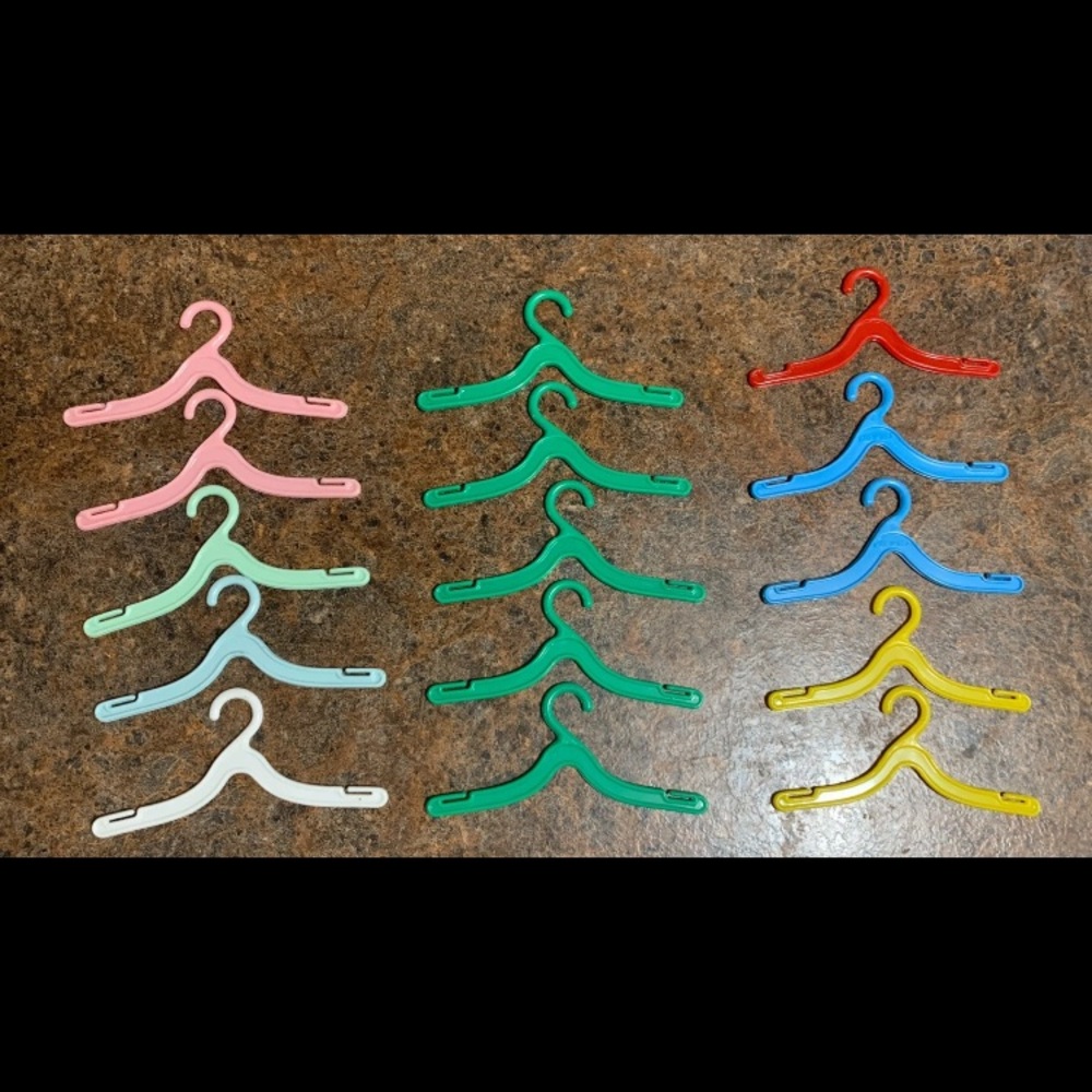 SOLD - Vintage 1960s Barbie by Mattel Clothes Hangers Lot of 15 Plastic Hangers